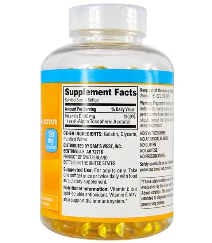 lot 226 image: NEW  Members Mark Vitamin E Softgels, 180 mg, 500 ct.