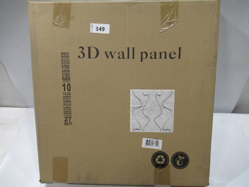 lot 349 image: NEW Gesture Design 3D Glue on Wall Panel Plant Fiber Material 1 Box of 27 sqft - 10 Panels