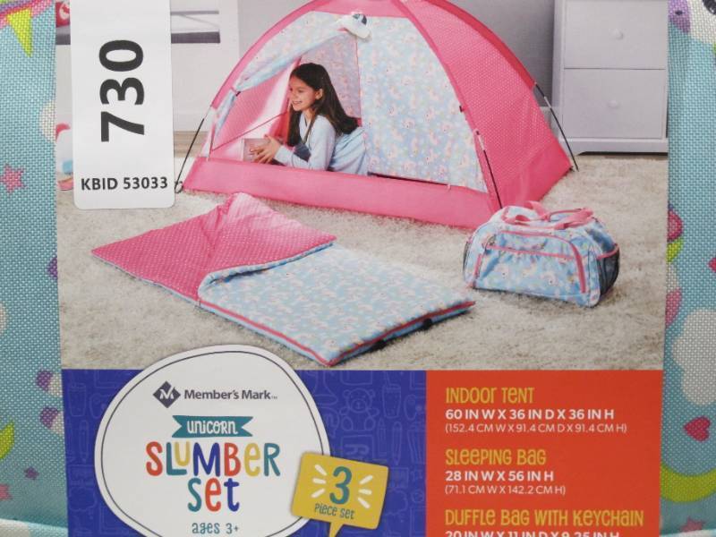 lot 730 image: NEW Members Mark Kids 3-Piece Slumber Set - Pink Unicorn