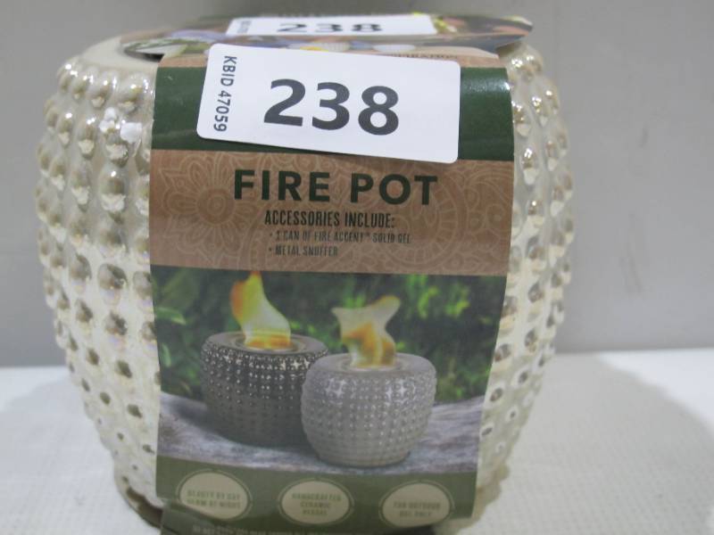 lot 141 image: NEW Trendspot Outdoozie Ceramic 5 in. Dotted Firepot