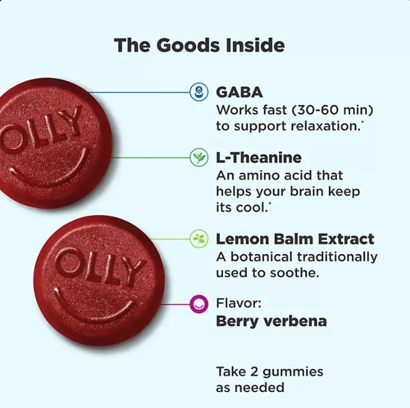 lot 149 image: NEW OLLY Goodbye Stress Gummies 84 ct. - Keep Calm and Stay Alert