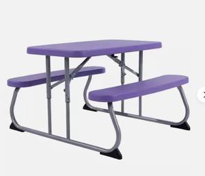 lot 93 image: NEW Lifetime Childrens Picnic Table Folding, Black Steel Frame, Ages 3-8 - Lavender