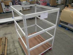lot 112 image: Adjustable White Metal Frame Built to Fit Onto Pallets - Perfect for Projects