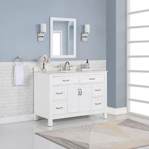 lot 113 image: NEW Members Mark Linville 48 Vanity with Power Outlets - Minor Damage