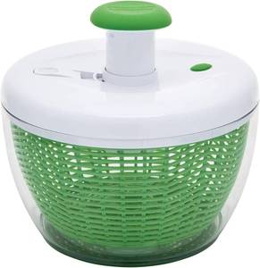 lot 241 image: Farberware Pump Activated Salad Spinner with Bowl, Colander and Built in draining System Large 6.6 quart, Green