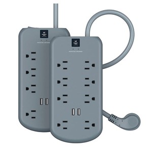 lot 290 image: Members Mark 6-ft. Surge Protectors w 2 USB ports, 2-pk.