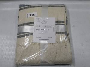 lot 715 image: NEW Quintessential Textiles Classic Striped Dobby Weave Throw Blanket with Fringes 50 x 60 Inch, Black & Cream