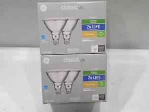 lot 744 image: NEW GE Classic 4-Pack 90 W Equivalent Dimmable Warm White Par38 LED Light Fixture Light Bulbs