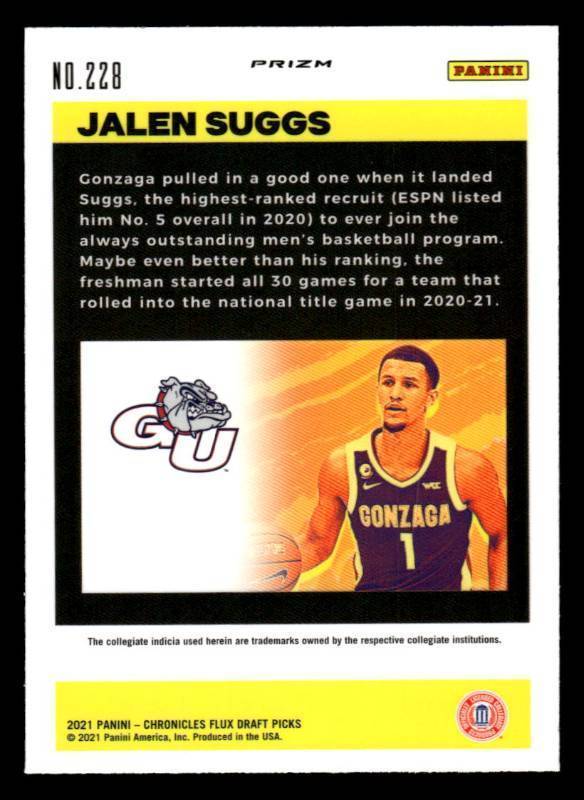 lot 26 image: 2021 Flux Silver Prizm Jalen Suggs Rookie #228