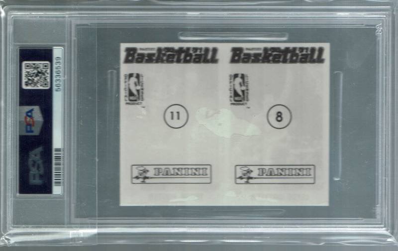 lot 31 image: PSA 8 1990 Panini Sticker Cylde Drexler  Terry Porter Hand Cut Panel