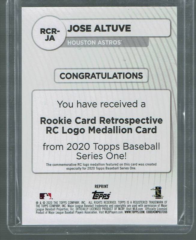 lot 56 image: 2020 Topps Commemorative Medallion Rookie Jose Altuve