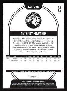 lot 17 image: 2020 NBA Hoops Anthony Edwards Rookie Card #216