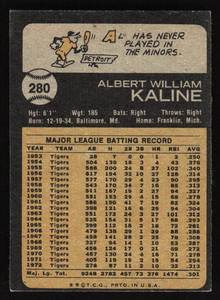 lot 25 image: 1973 Topps Al Kaline #280