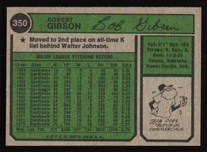 lot 29 image: 1974 Topps Bob Gibson #350