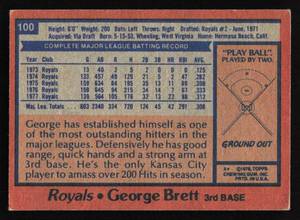 lot 38 image: 1978 Topps George Brett #100