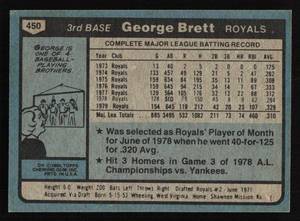 lot 43 image: 1980 Topps George Brett #450
