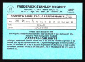 lot 49 image: 1986 Donruss Fred McGriff Rookie Card #28