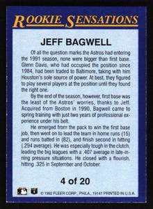 lot 64 image: 1992 Fleer Rookie Sensations Jeff Bagwell #4