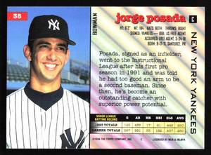 lot 72 image: 1994 Bowman Jorge Posada Rookie Card #38