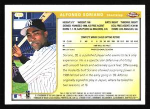lot 74 image: 1999 Topps Chrome Traded Alfonso Soriano Rookie Card #T65