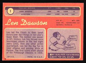 lot 77 image: 1970 Topps Len Dawson #1