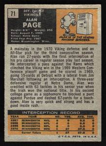 lot 80 image: 1971 Topps Alan Page #71