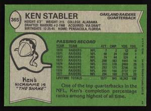 lot 98 image: 1978 Topps Ken Stabler #365