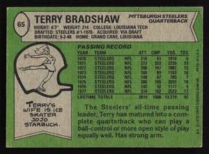 lot 99 image: 1978 Topps Terry Bradshaw #65