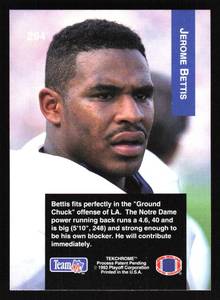 lot 106 image: 1993 Playoff Jerome Bettis Rookie Card #294