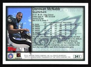 lot 114 image: 1999 Topps Donovan McNabb Rookie Card #341