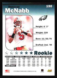 lot 115 image: 1999 Donruss Elite Donovan McNabb Rookie Card #190
