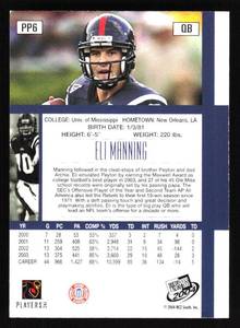lot 116 image: 2004 Press Pass Eli Manning Rookie Card #PP6