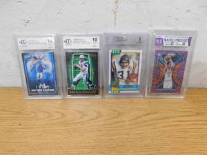 lot 123 image: (4) Graded Football & Basketball Cards