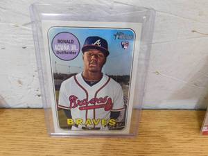 lot 208 image: 2018 Topps Heritage Ronald Acuna Jr. Rookie Card #580