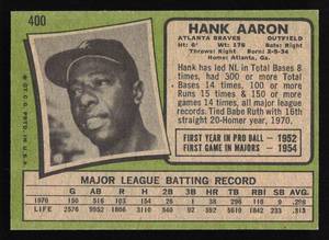 lot 8 image: 1971 Topps Hank Aaron #400 - Nice shape for 1971