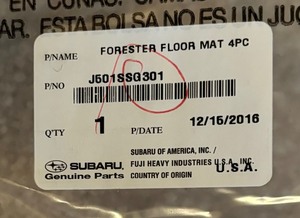 lot 96 image: New Subaru Floor Mats