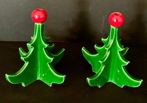lot 79 image: Pair of Mid Century Christmas Tree Candle Holders