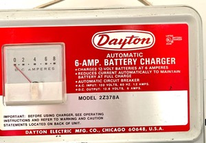 lot 137 image: Dayton Six Amp Battery Charger Model Number 2Z378A