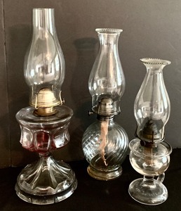 lot 51 image: Three Beautiful Vintage Oil Lamps