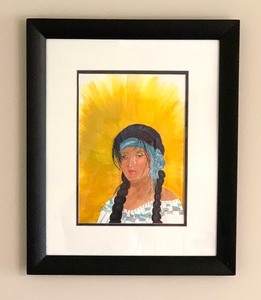 lot 56 image: Original Framed Watercolor Portrait Painting