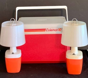 lot 59 image: Vintage Coleman Cooler and Battery Lanterns