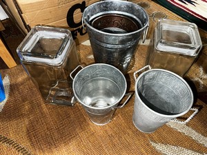 lot 345 image: Various Metal Cans and Glass Canisters