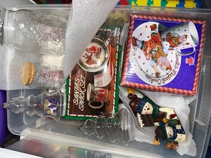 lot 306 image: Bin of Vintage Christmas Decorations