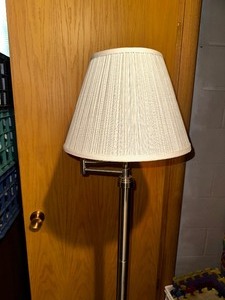lot 313 image: Antique Brass Swing Arm Floor Lamp