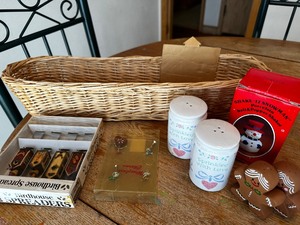 lot 184 image: Basket Of Salt And Pepper Shakers, Wine Charms, And Spreaders