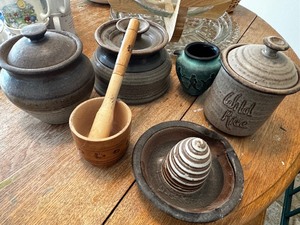 lot 190 image: Variety Of Covered Pottery Pots