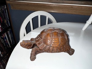 lot 33 image: Vintage Hand Carved Wood Tortoise Measuring Approximately 8 Inches