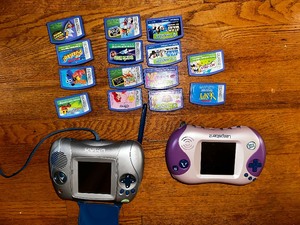 lot 40 image: Two Leapster Handheld Gaming Systems With 14 Games