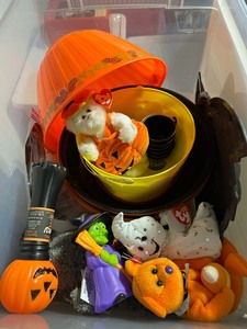 lot 239 image: Bin of Halloween Decorations