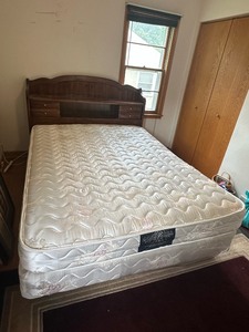 lot 78 image: Queen Mattress Box Spring Bed Frame and Headboard